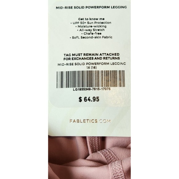 Fabletics Women's Pink Polyester Blend Elastic Waist Skinny Leggings Size 1X - Picture 6 of 7